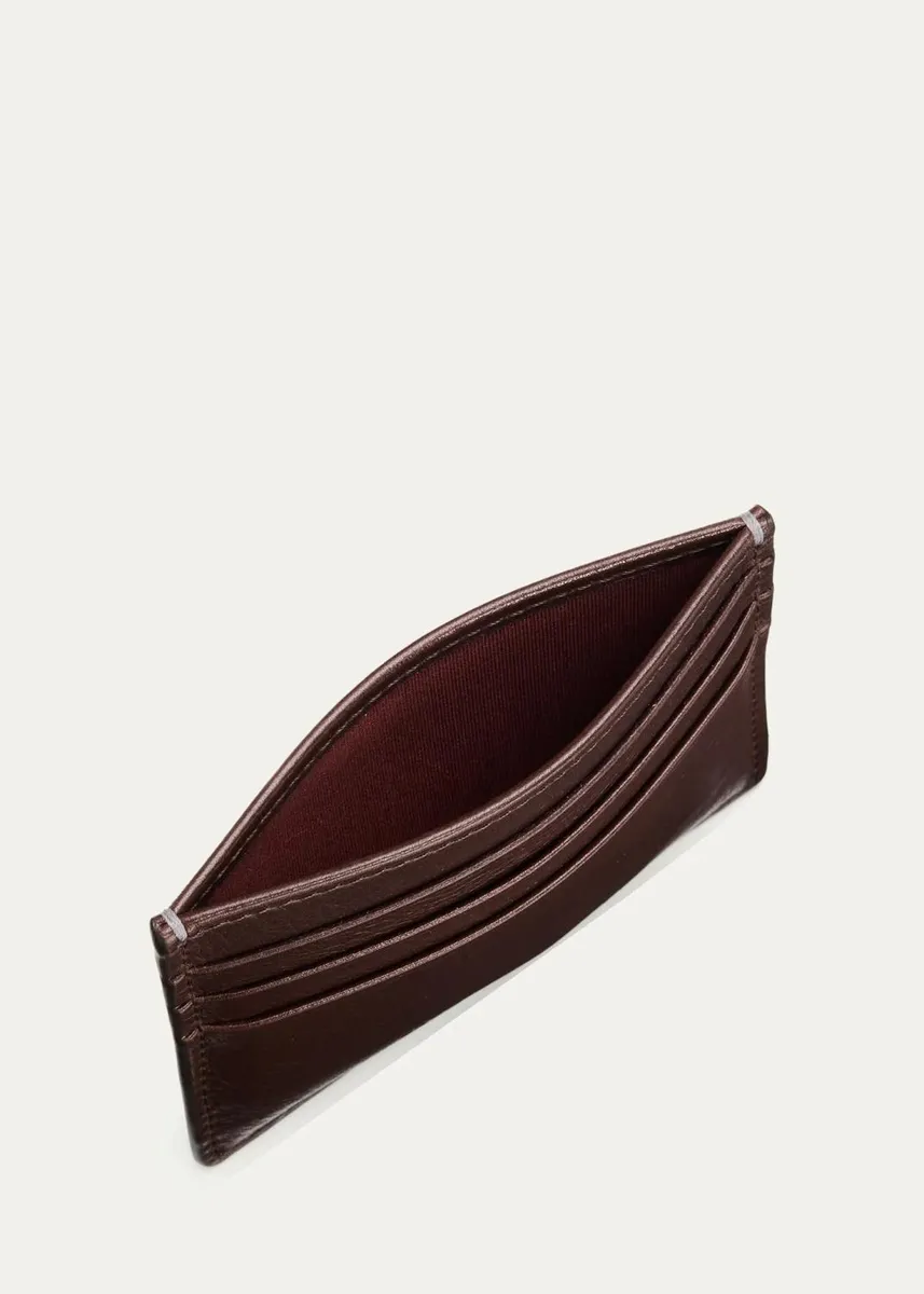 Brunello Cucinelli Men's Grained Leather Card Holder | Thumbnail 3 Brunello Cucinelli Men's Grained Leather Card Holder | Thumbnail 3