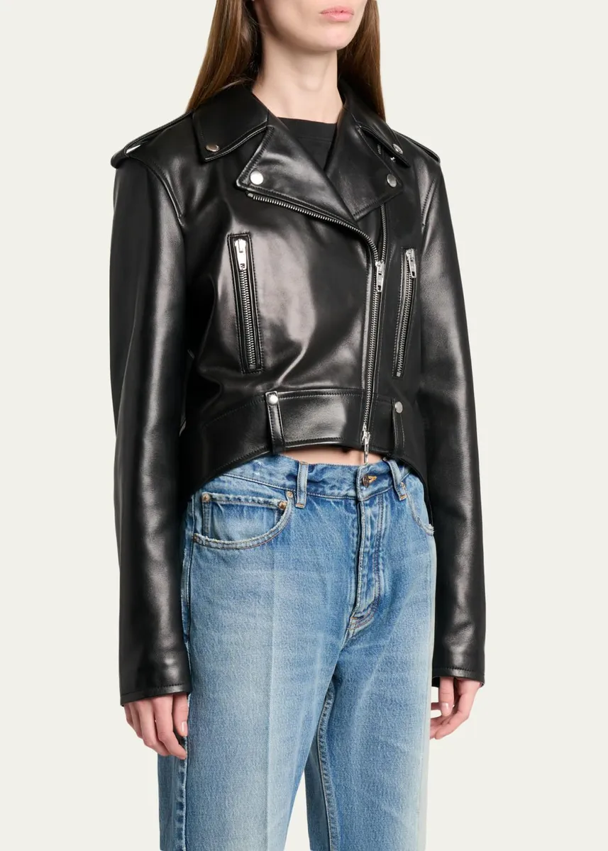Balenciaga Leather Sack Biker Jacket | Thumbnail 4