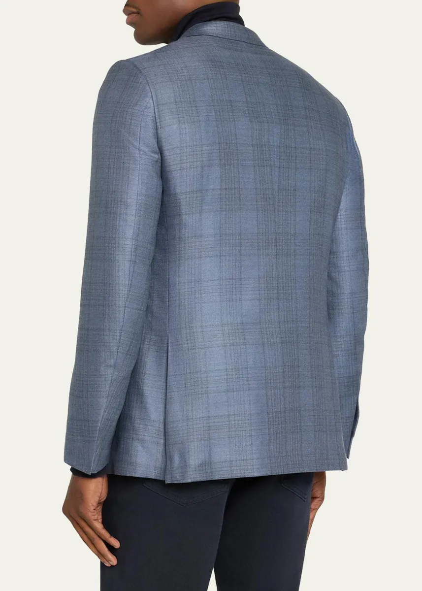 Zegna Men's Cashmere and Silk Plaid Sport Coat | Thumbnail 3 Zegna Men's Cashmere and Silk Plaid Sport Coat | Thumbnail 3