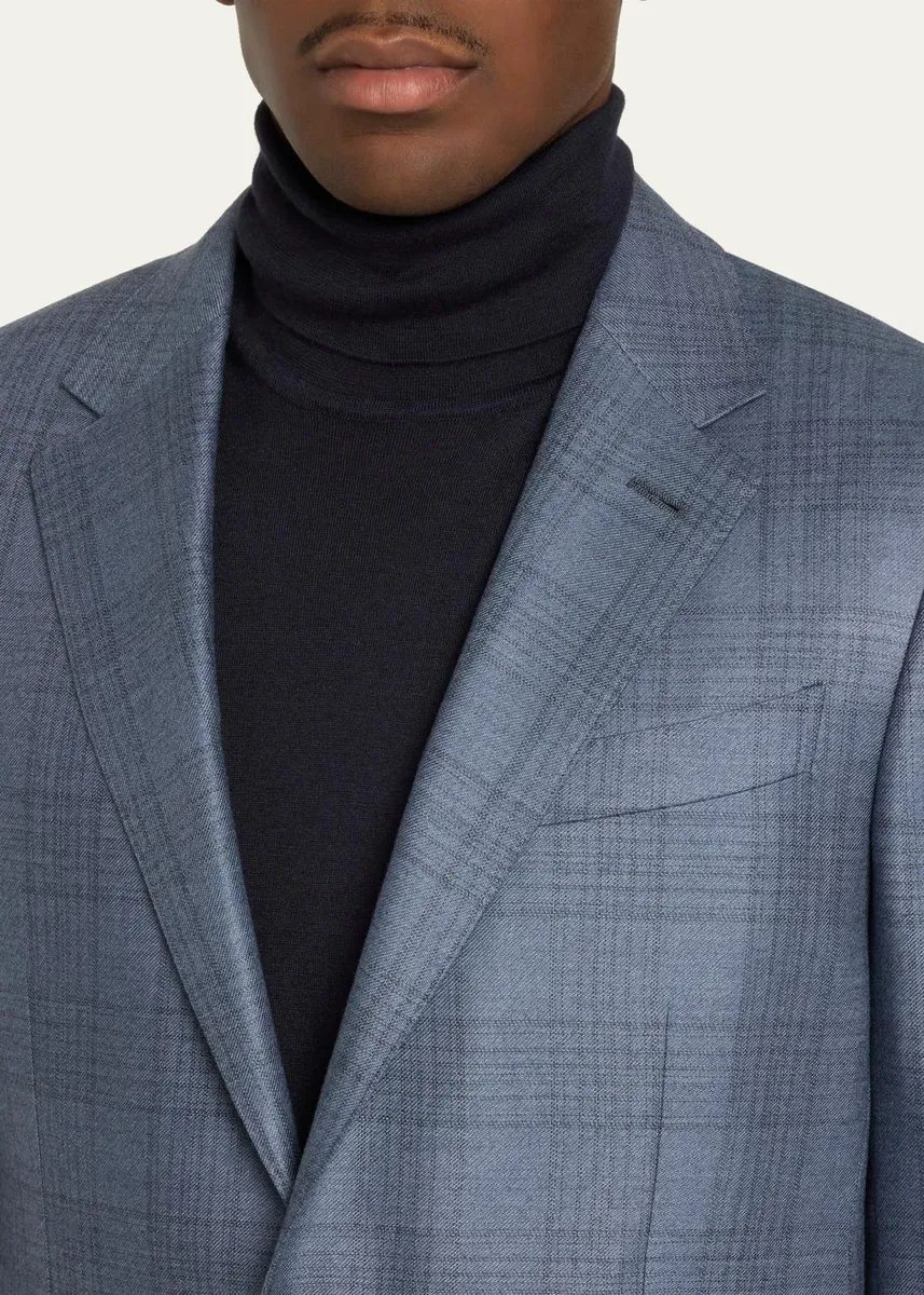 Zegna Men's Cashmere and Silk Plaid Sport Coat | Thumbnail 5 Zegna Men's Cashmere and Silk Plaid Sport Coat | Thumbnail 5