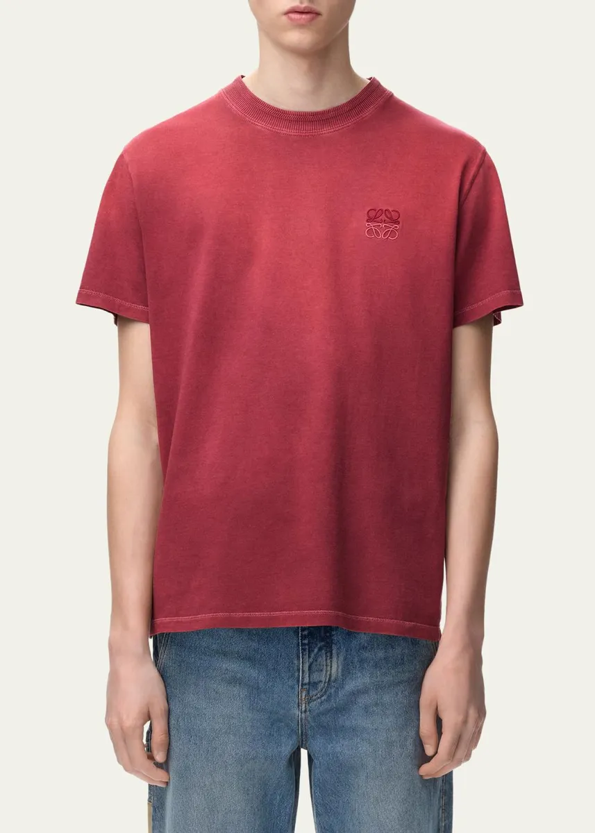 Loewe Men's Faded Degrade-Anagram Crewneck T-Shirt | Thumbnail 4 Loewe Men's Faded Degrade-Anagram Crewneck T-Shirt | Thumbnail 4