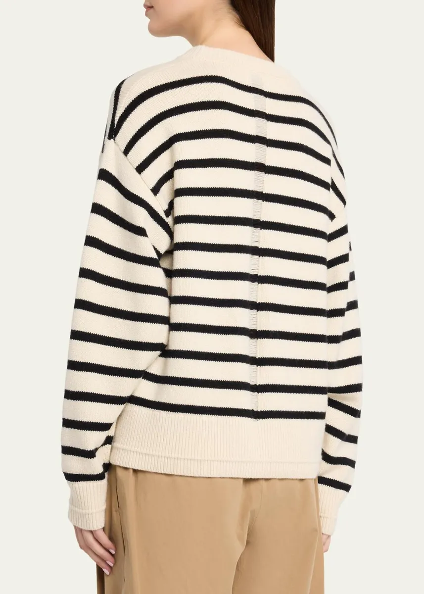 Maria McManus Cashmere and Cotton Stripe Ladder Stitch Crewneck Sweater | Thumbnail 3 Maria McManus Cashmere and Cotton Stripe Ladder Stitch Crewneck Sweater | Thumbnail 3