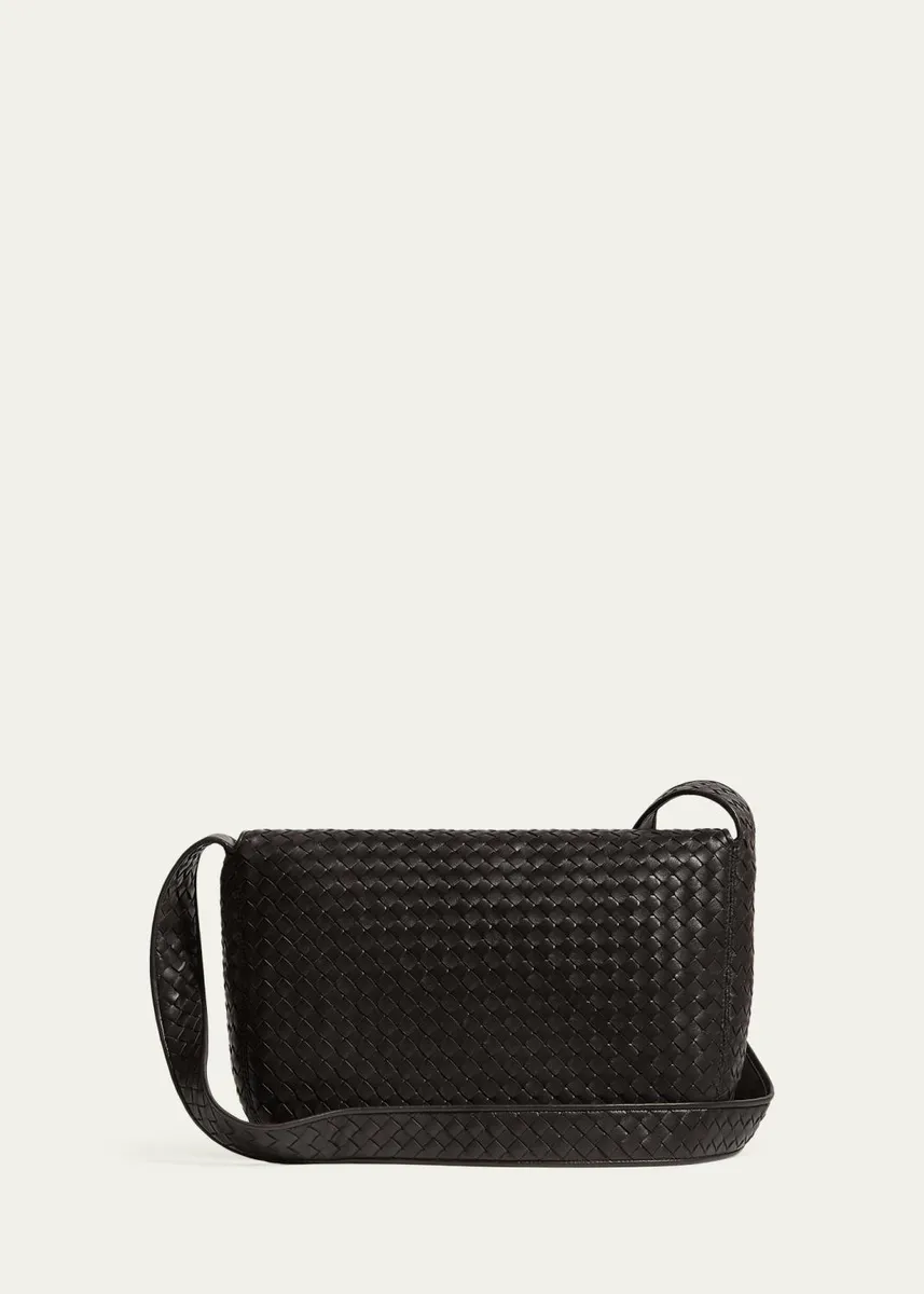 Bottega Veneta Men's Large Intrecciato Leather Flap Messenger Bag | Thumbnail 3 Bottega Veneta Men's Large Intrecciato Leather Flap Messenger Bag | Thumbnail 3