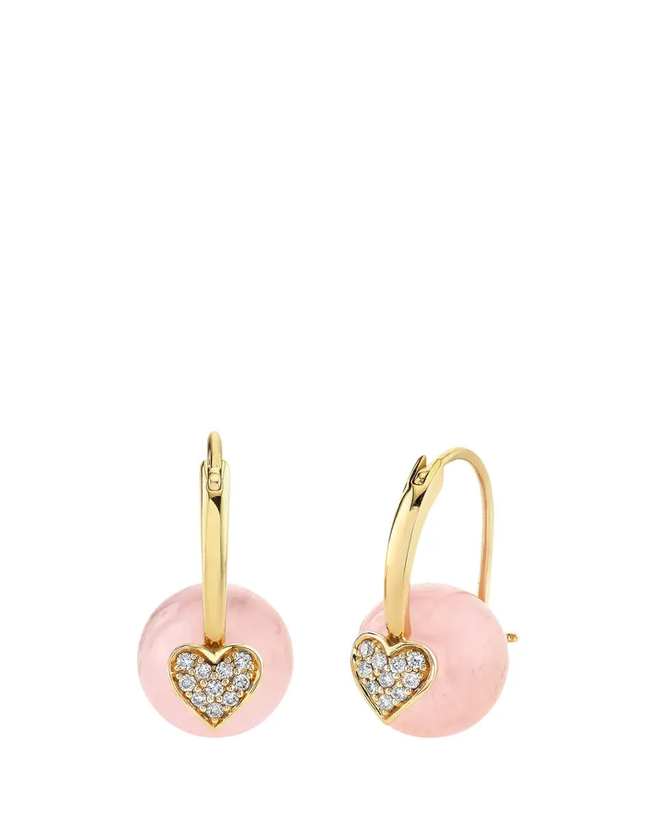 Sydney Evan 14K Yellow Gold, 0.14 TCW Diamond & Morganite Drop Earrings | Thumbnail 2