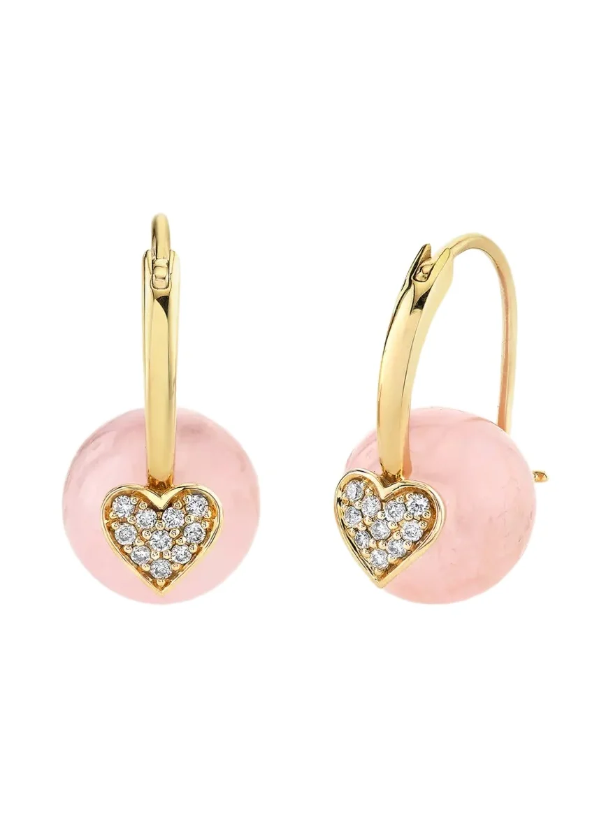 14K Yellow Gold, 0.14 TCW Diamond & Morganite Drop Earrings 14K Yellow Gold, 0.14 TCW Diamond & Morganite Drop Earrings