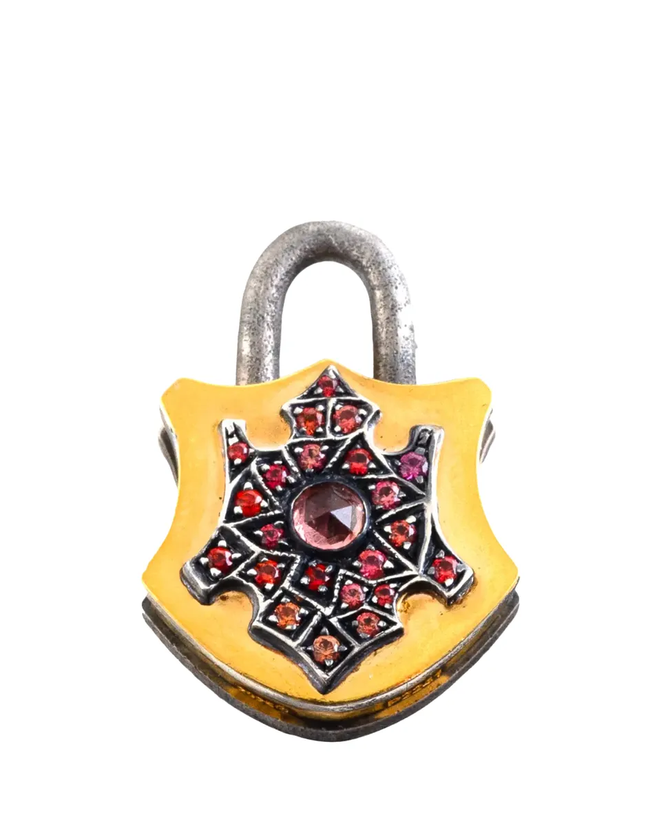 SEVAN BICAKCI 24K Diamond and Sapphire Shield Padlock Pendant | Thumbnail 2 SEVAN BICAKCI 24K Diamond and Sapphire Shield Padlock Pendant | Thumbnail 2