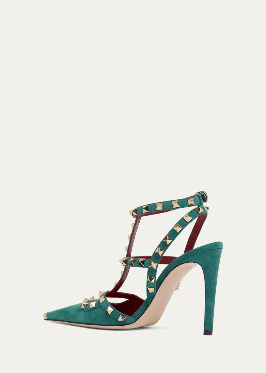 Valentino Garavani Rockstud 100mm Studded Suede Strappy Pumps | Thumbnail 4