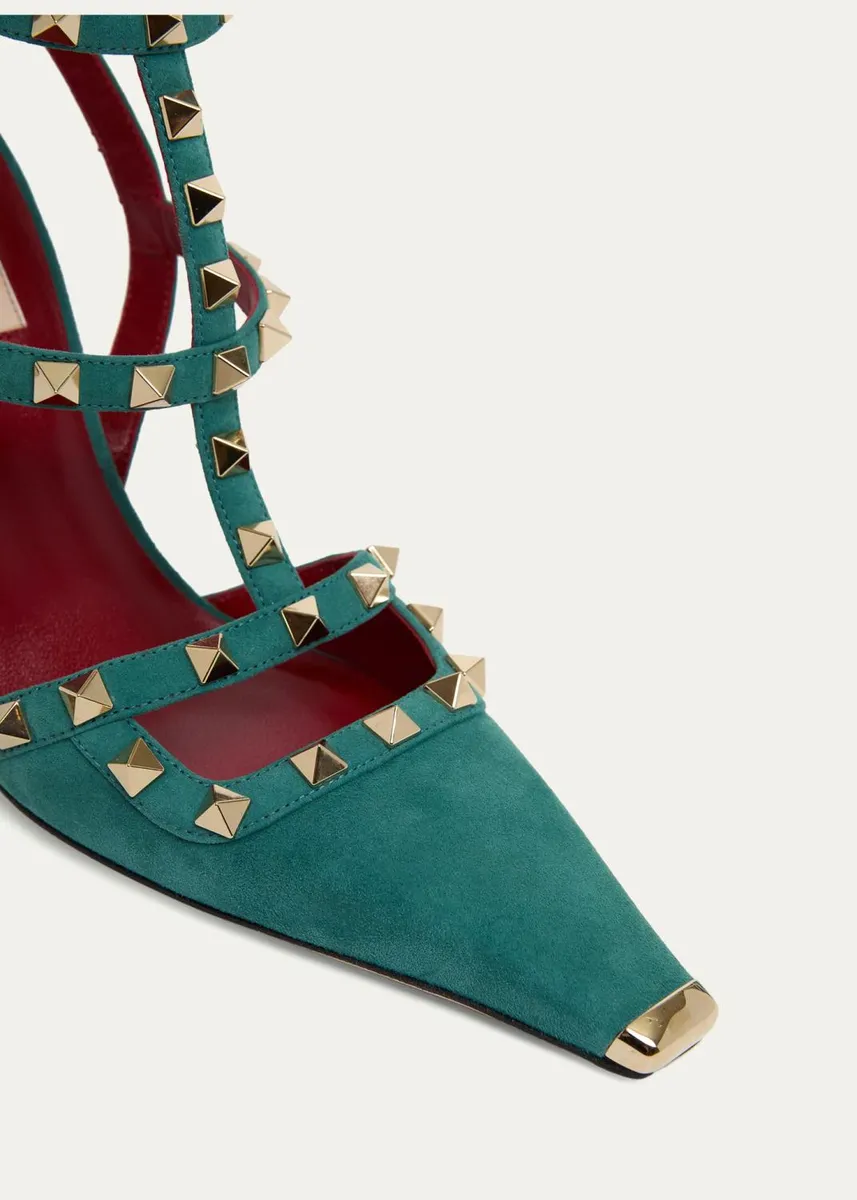 Valentino Garavani Rockstud 100mm Studded Suede Strappy Pumps | Thumbnail 5