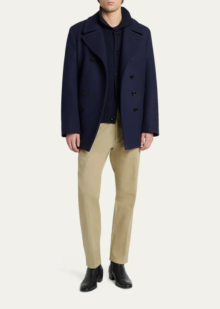 Tom Ford Men's Japanese Felt Double-Breasted Short Peacoat | Thumbnail 2 Tom Ford Men's Japanese Felt Double-Breasted Short Peacoat | Thumbnail 2