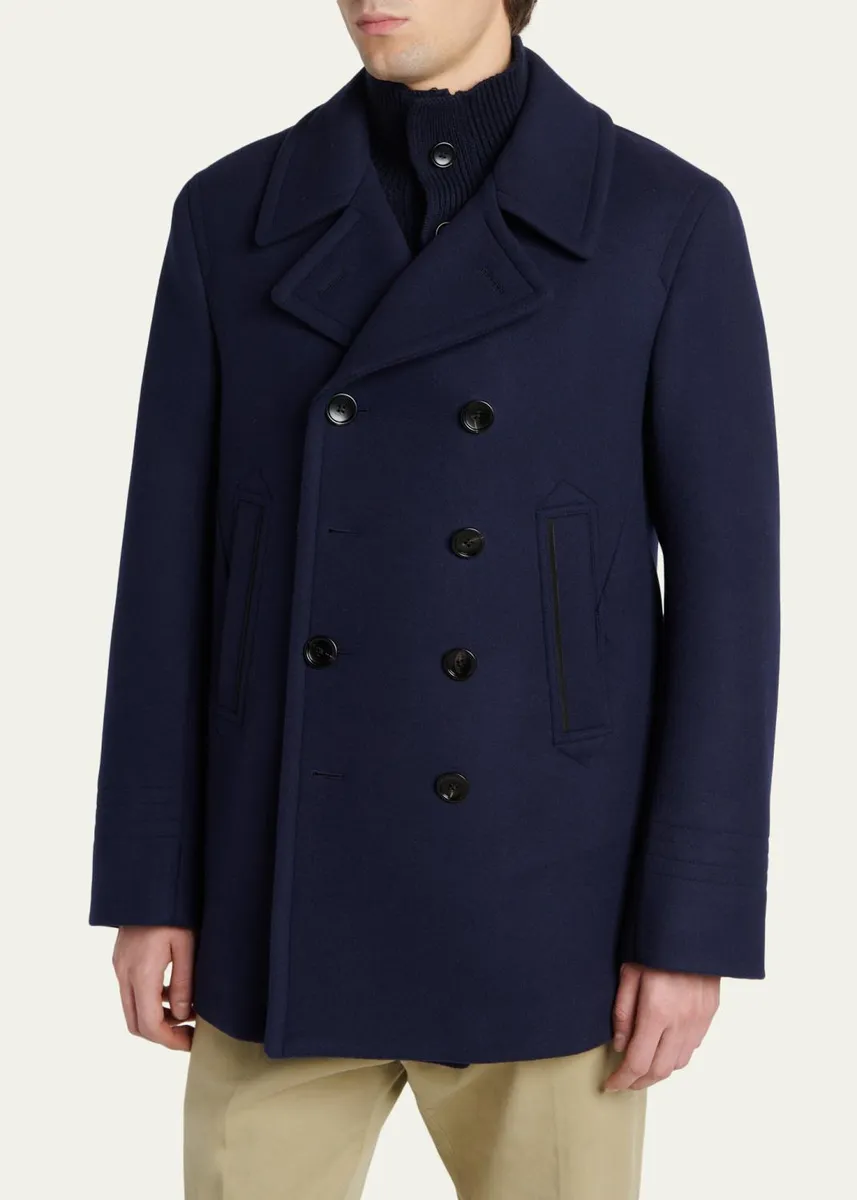 Tom Ford Men's Japanese Felt Double-Breasted Short Peacoat | Thumbnail 4 Tom Ford Men's Japanese Felt Double-Breasted Short Peacoat | Thumbnail 4