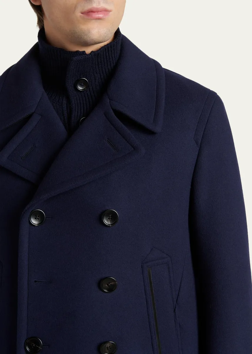 Tom Ford Men's Japanese Felt Double-Breasted Short Peacoat | Thumbnail 5 Tom Ford Men's Japanese Felt Double-Breasted Short Peacoat | Thumbnail 5