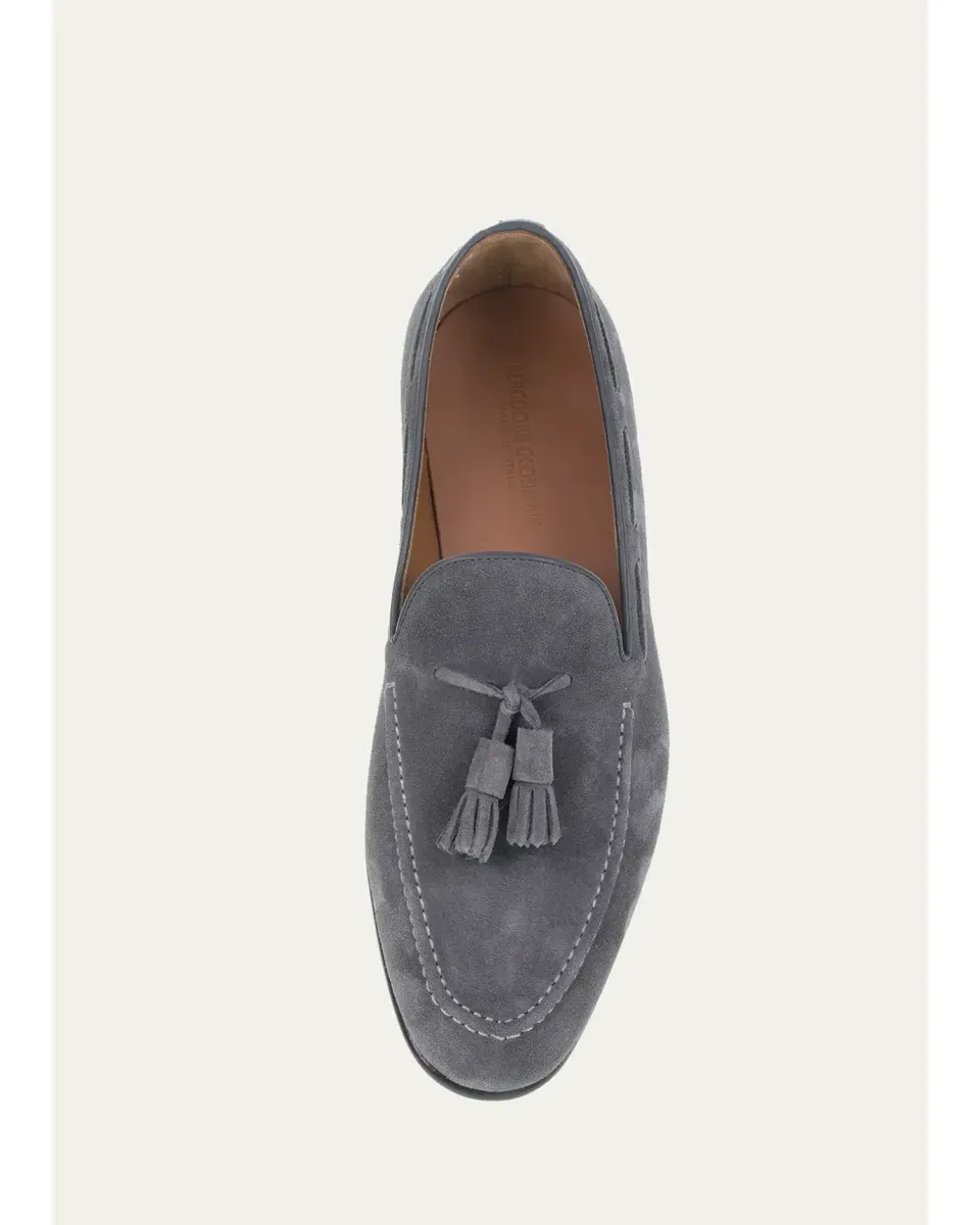 Bergdorf Goodman Men's Suede Tassel Loafers | Thumbnail 2