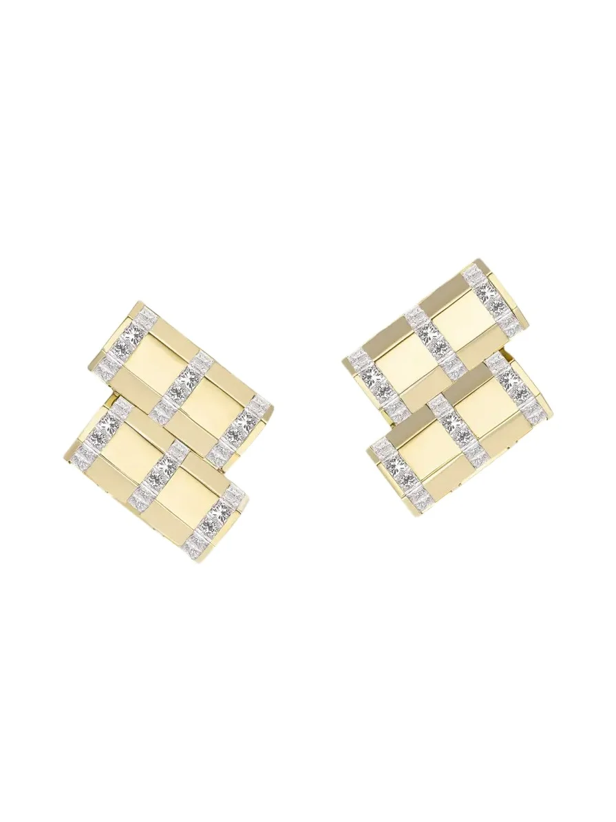 18K Yellow Gold Diamond Stella Bar Earrings