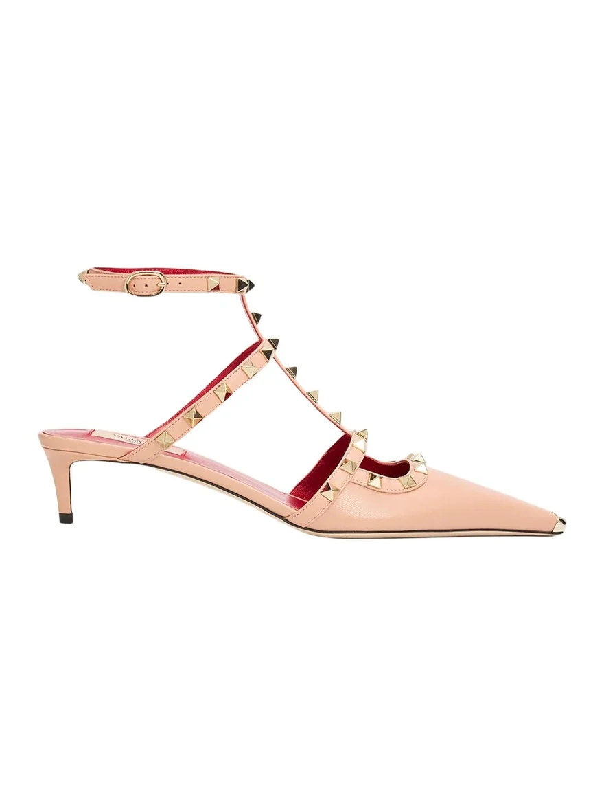 Valentino Garavani 40mm Rockstud Leather Ankle-Strap Pumps