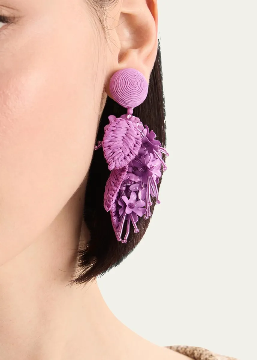 Oscar de la Renta Raffia Tassel Bouquet Clip-On Earrings | Thumbnail 2 Oscar de la Renta Raffia Tassel Bouquet Clip-On Earrings | Thumbnail 2