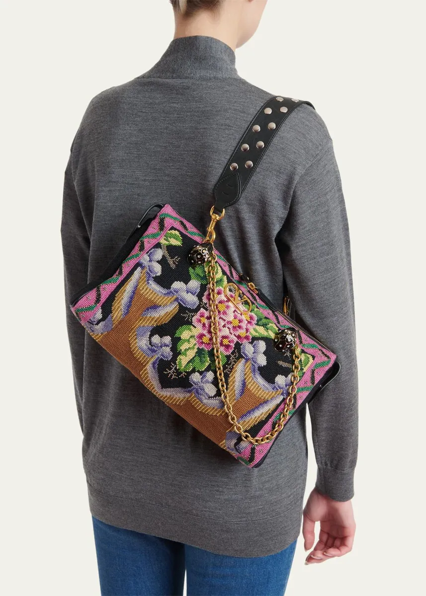 Valentino Garavani Panthea Medium Floral Embroidered Shoulder Bag | Thumbnail 2