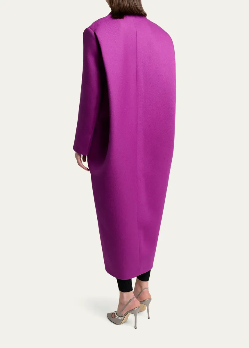 Balenciaga Chunky Wool Gabardine Long Sack Coat | Thumbnail 3