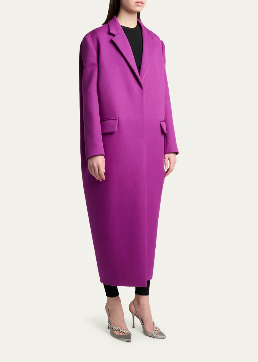 Balenciaga Chunky Wool Gabardine Long Sack Coat | Thumbnail 4