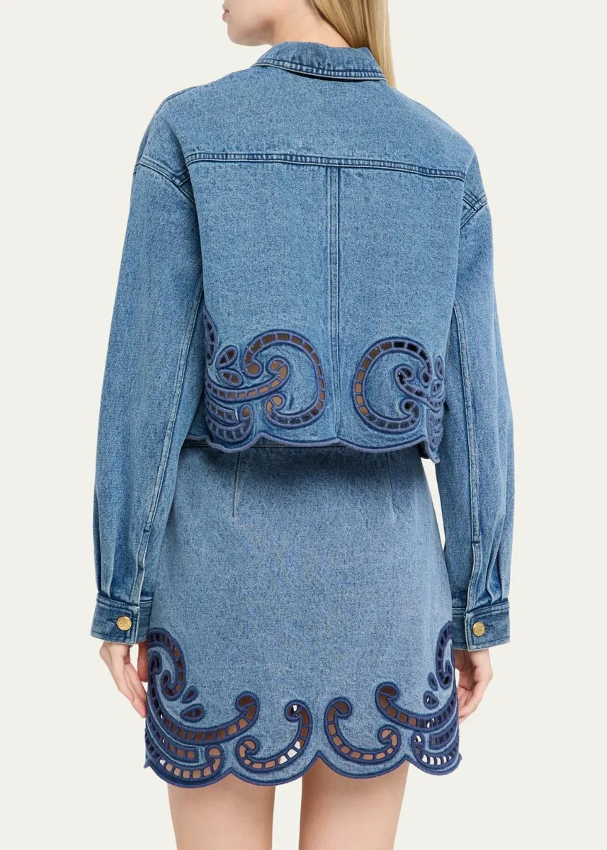 Ulla Johnson Bobbi Embroidered Denim Jacket | Thumbnail 3 Ulla Johnson Bobbi Embroidered Denim Jacket | Thumbnail 3
