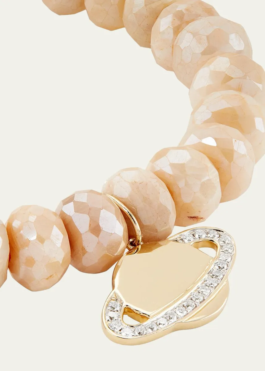 Sydney Evan 14K Yellow Gold, Sand Moonstone & 0.11 TCW Diamond Beaded Bracelet | Thumbnail 3