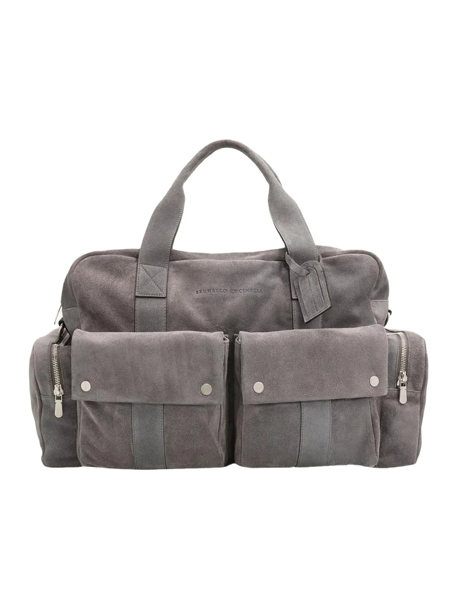 Brunello Cucinelli Men's Suede Oversized-Pocket Duffel Bag
