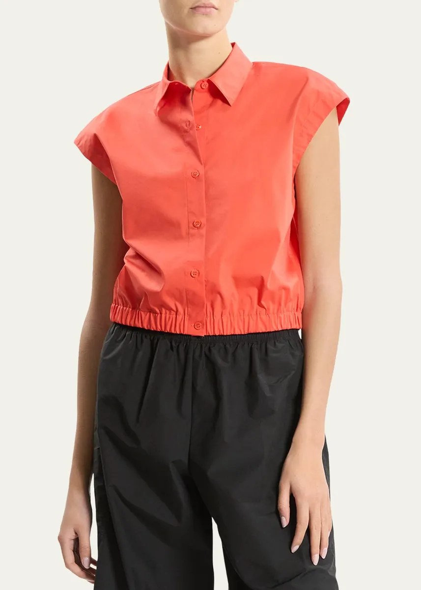 Theory Button-Front Cap-Sleeve Shirt | Thumbnail 4