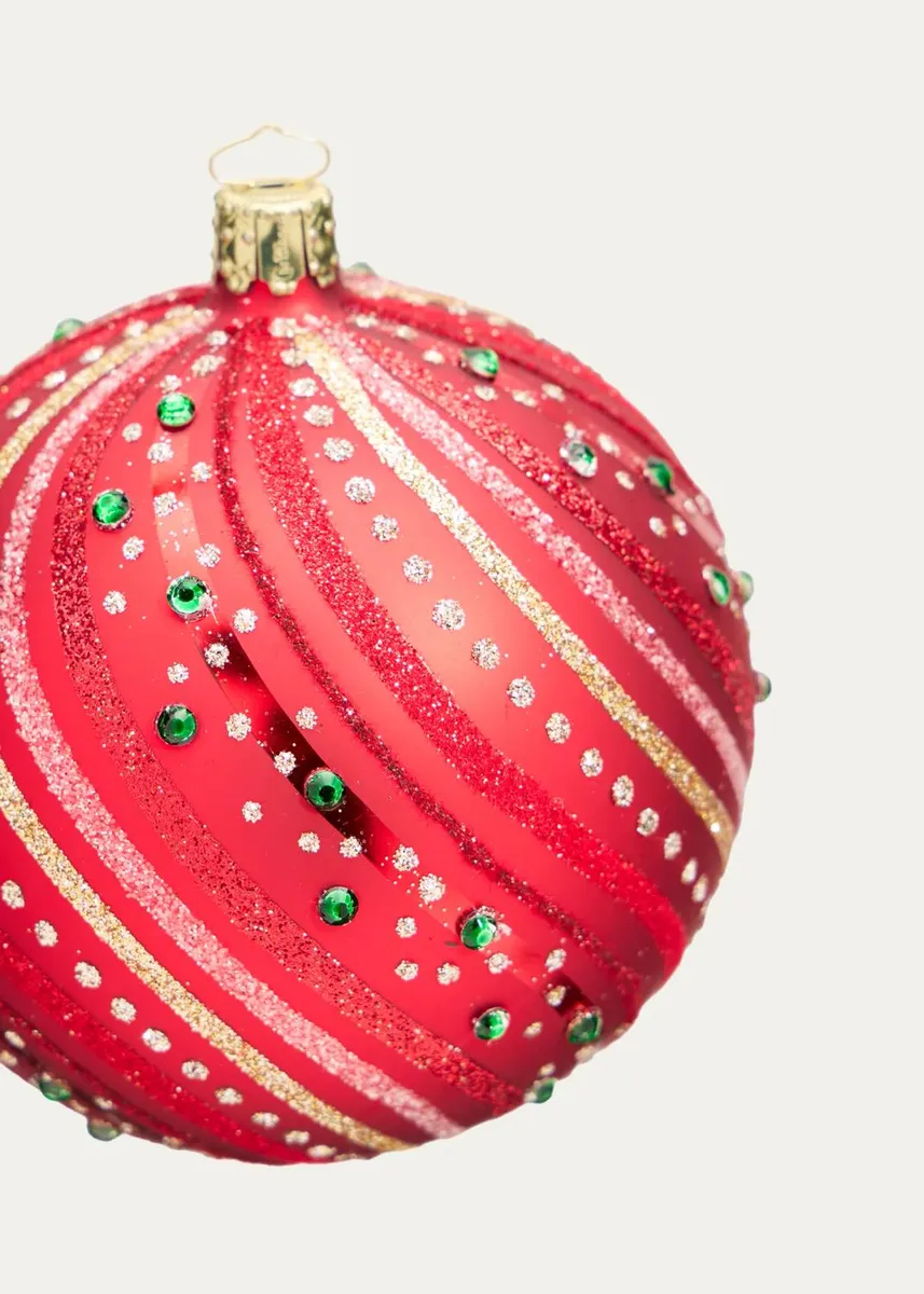 Bergdorf Goodman Glitter Swirls on Red Ball Christmas Ornament | Thumbnail 2