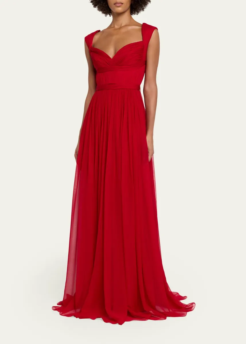PAMELLA ROLAND Sleeveless Ruched Chiffon Cape Gown | Thumbnail 4 PAMELLA ROLAND Sleeveless Ruched Chiffon Cape Gown | Thumbnail 4