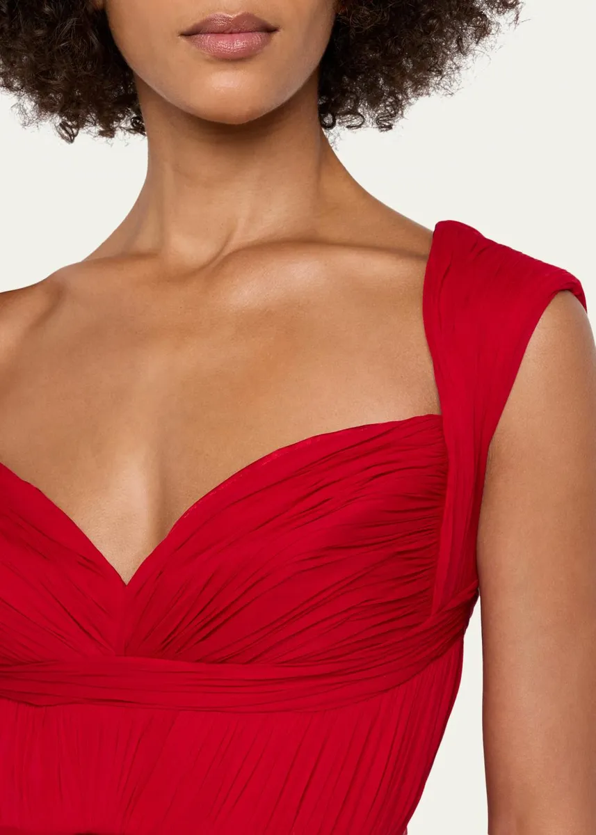 PAMELLA ROLAND Sleeveless Ruched Chiffon Cape Gown | Thumbnail 5 PAMELLA ROLAND Sleeveless Ruched Chiffon Cape Gown | Thumbnail 5
