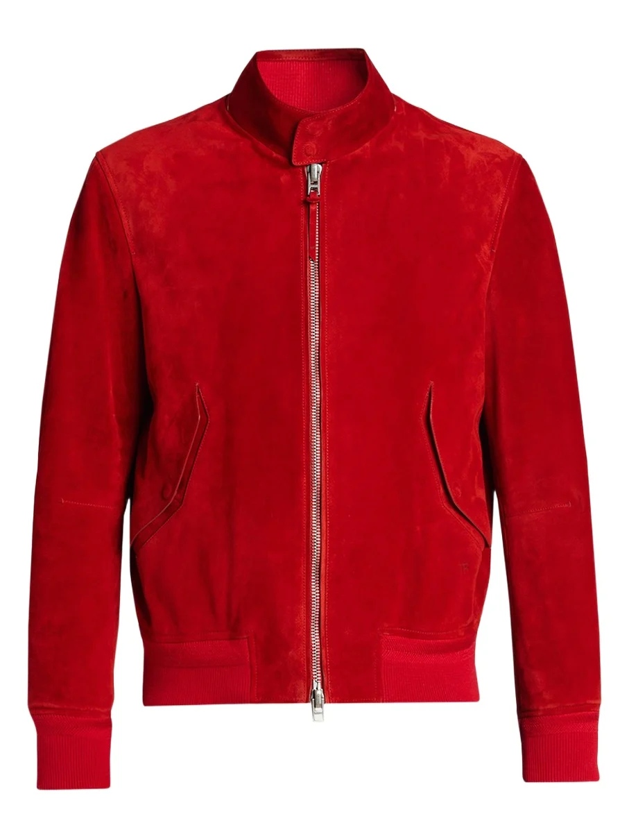 Tom Ford Men's Suede Stand Collar Full-Zip Blouson