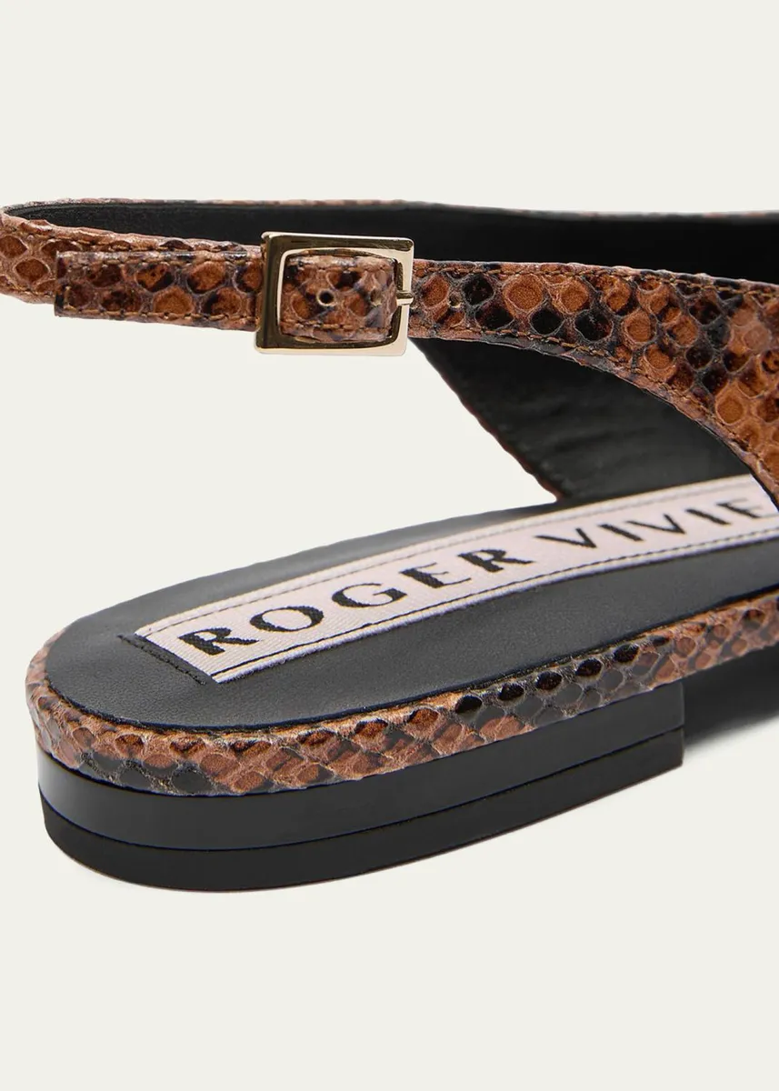 Roger Vivier Gommettine Croc-Embossed Leather Slingback Ballerina Flats | Thumbnail 2