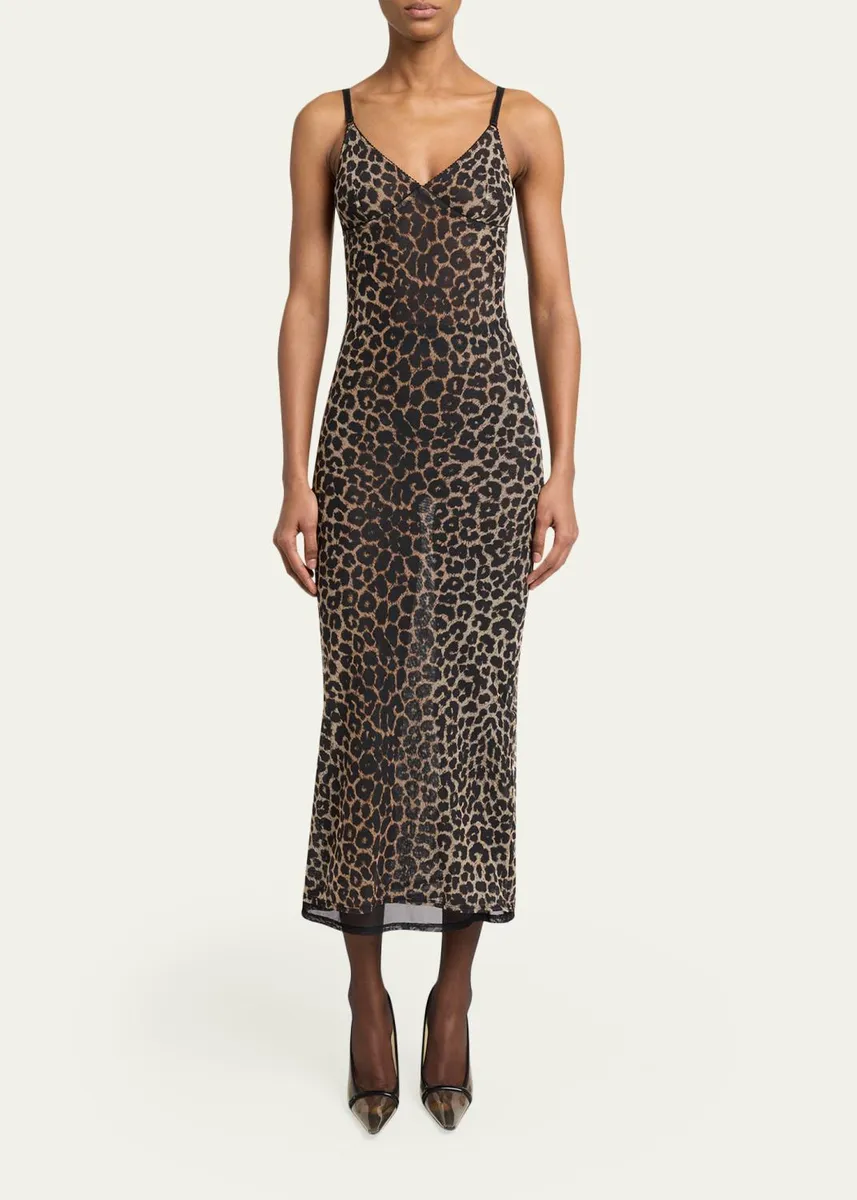 Saint Laurent Leopard Tulle Slip Dress | Thumbnail 2 Saint Laurent Leopard Tulle Slip Dress | Thumbnail 2