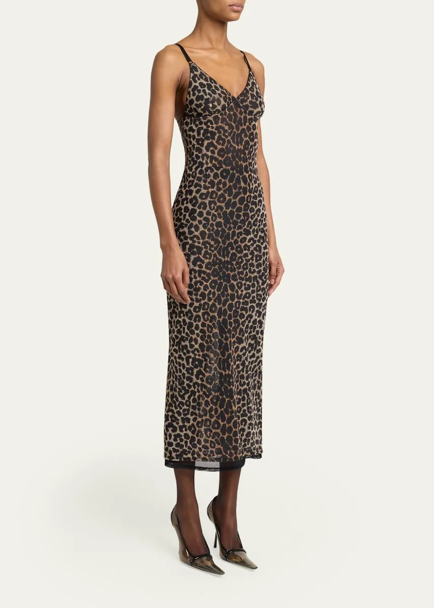 Saint Laurent Leopard Tulle Slip Dress | Thumbnail 4 Saint Laurent Leopard Tulle Slip Dress | Thumbnail 4