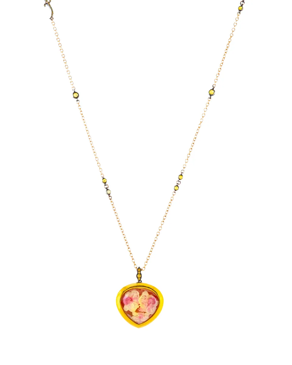 SEVAN BICAKCI 24K Yellow Gold Diamond and Sapphire Floral Artwork Pendant Necklace | Thumbnail 2