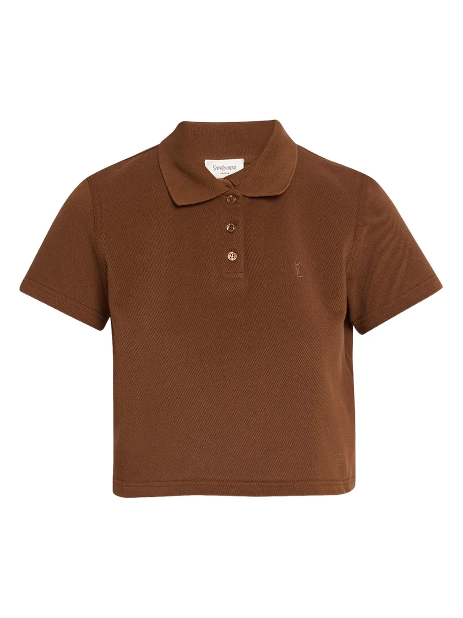 YSL Cotton Pique Crop Polo Shirt YSL Cotton Pique Crop Polo Shirt