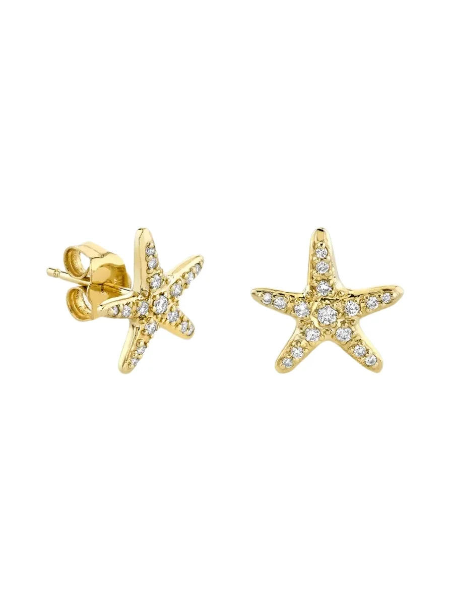 14K Yellow Gold & 0.17 TCW Diamond Starfish Stud Earrings 14K Yellow Gold & 0.17 TCW Diamond Starfish Stud Earrings