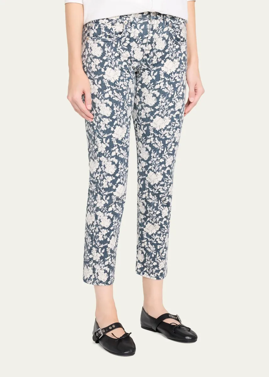 R13 Floral Boy Straight Cropped Jeans | Thumbnail 4 R13 Floral Boy Straight Cropped Jeans | Thumbnail 4