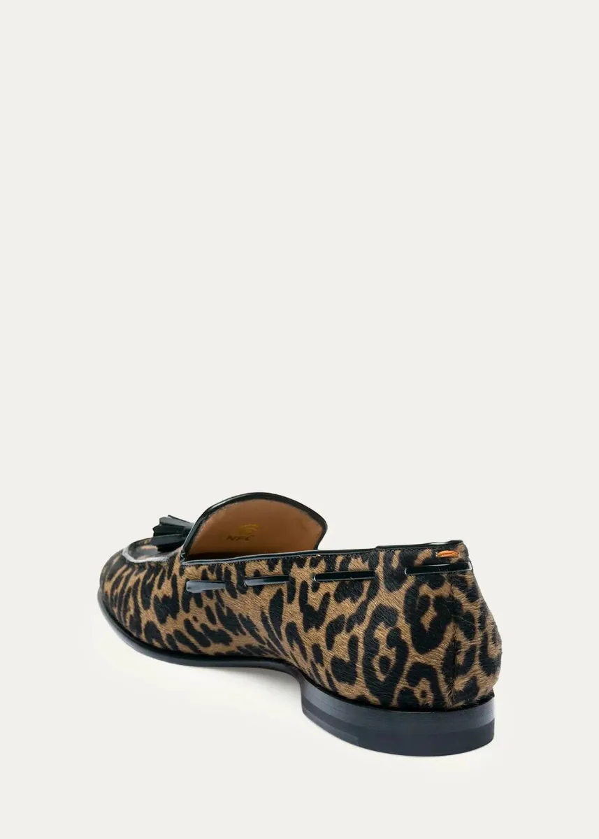 Santoni Leopard Calf Hair Tassel Loafers | Thumbnail 2 Santoni Leopard Calf Hair Tassel Loafers | Thumbnail 2