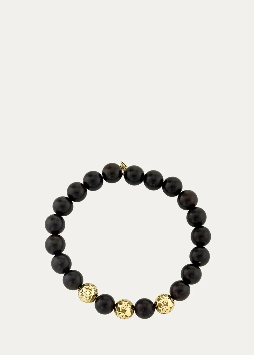 Sydney Evan 14K Yellow Gold & Ebony Wood Beaded Stretch Bracelet | Thumbnail 2 Sydney Evan 14K Yellow Gold & Ebony Wood Beaded Stretch Bracelet | Thumbnail 2