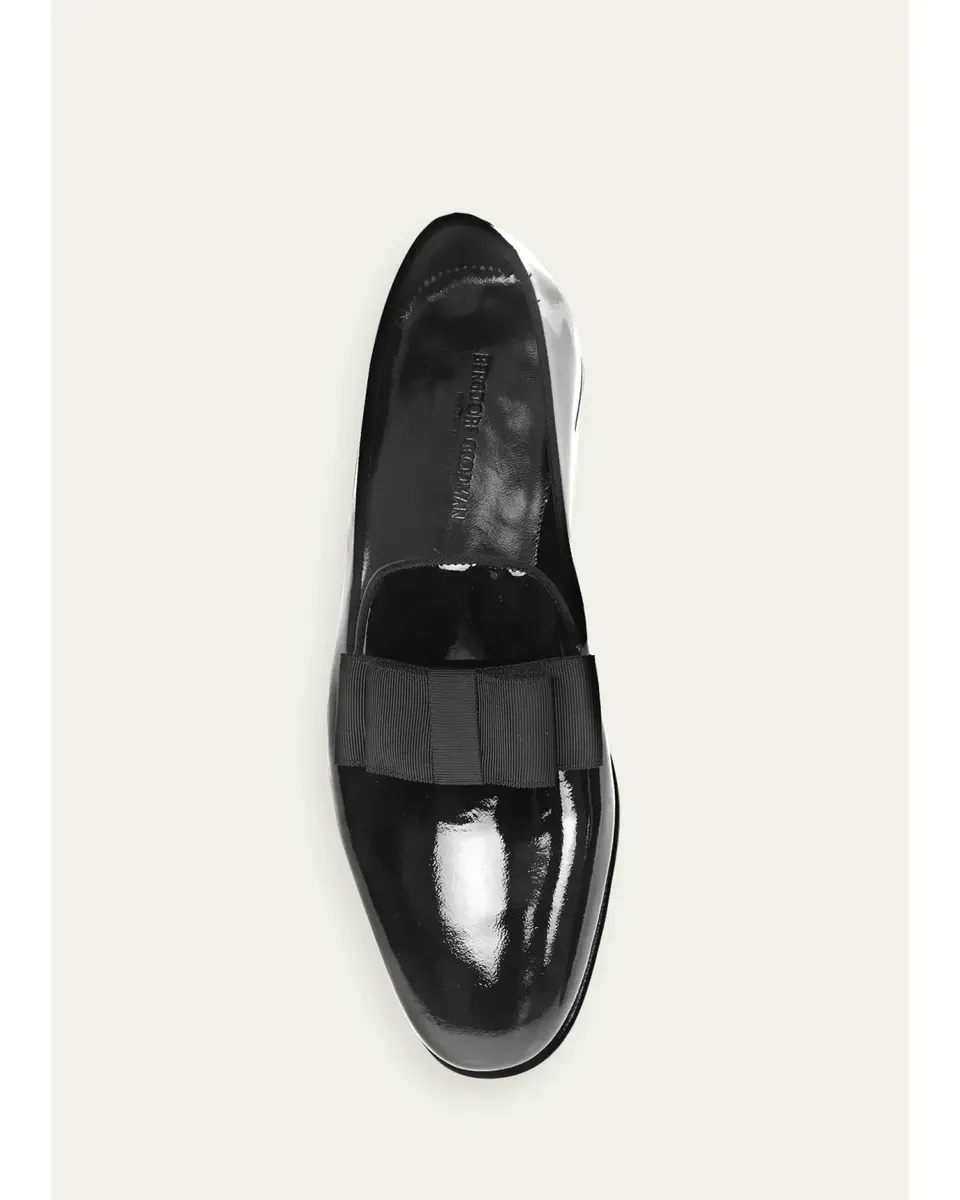 Bergdorf Goodman Men's Patent Leather Grosgrain-Bow Loafers | Thumbnail 2