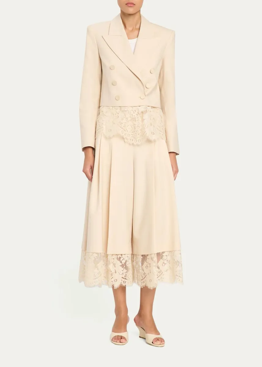 Zimmermann Valiant Lace-Hem Stretch-Wool Skirt | Thumbnail 2 Zimmermann Valiant Lace-Hem Stretch-Wool Skirt | Thumbnail 2