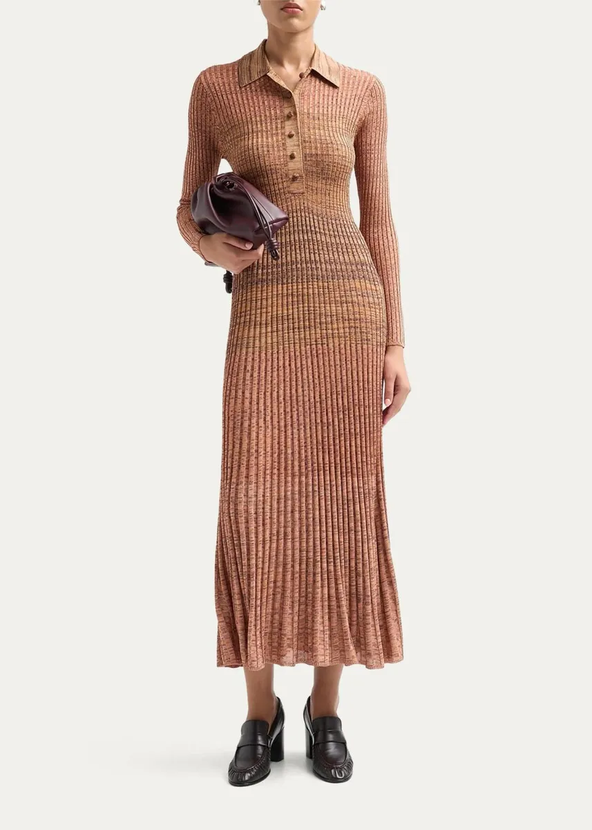 Zimmermann Mouline Rib-Knit Polo Midi Dress | Thumbnail 2