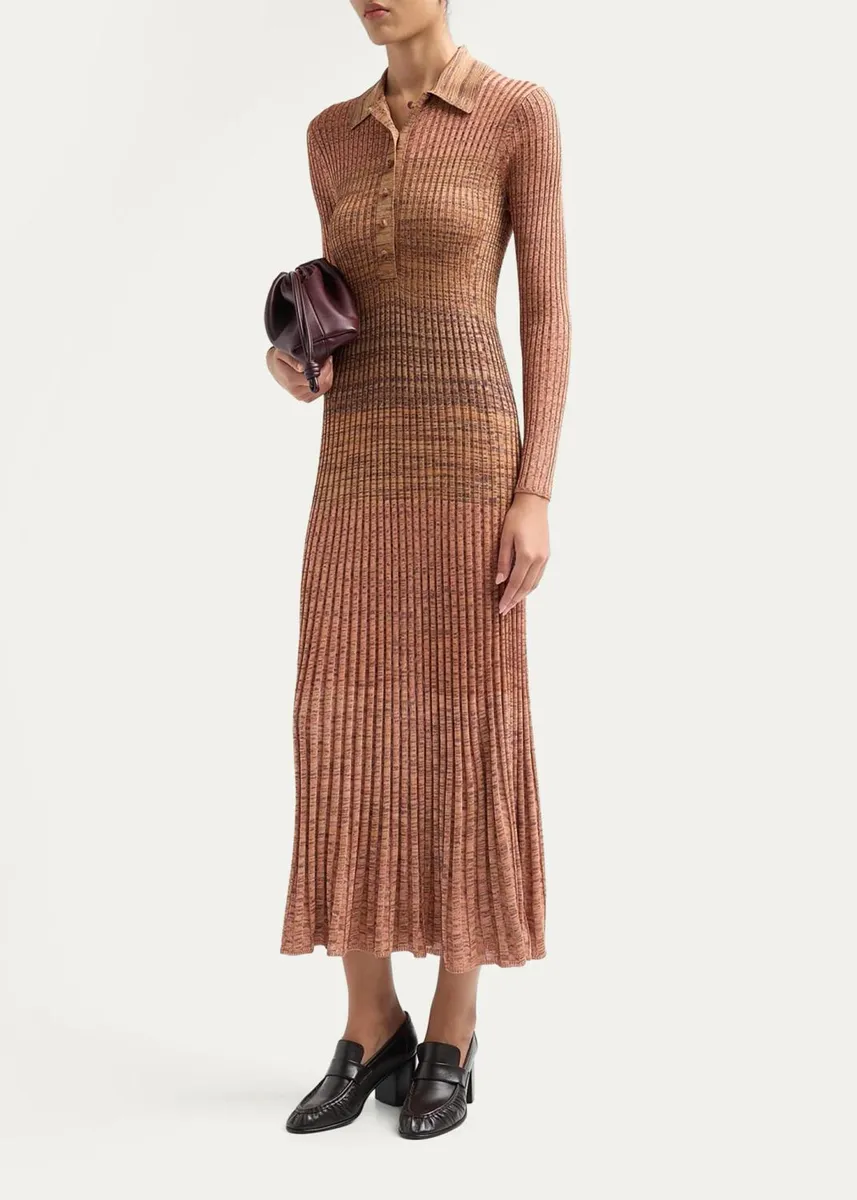 Zimmermann Mouline Rib-Knit Polo Midi Dress | Thumbnail 4