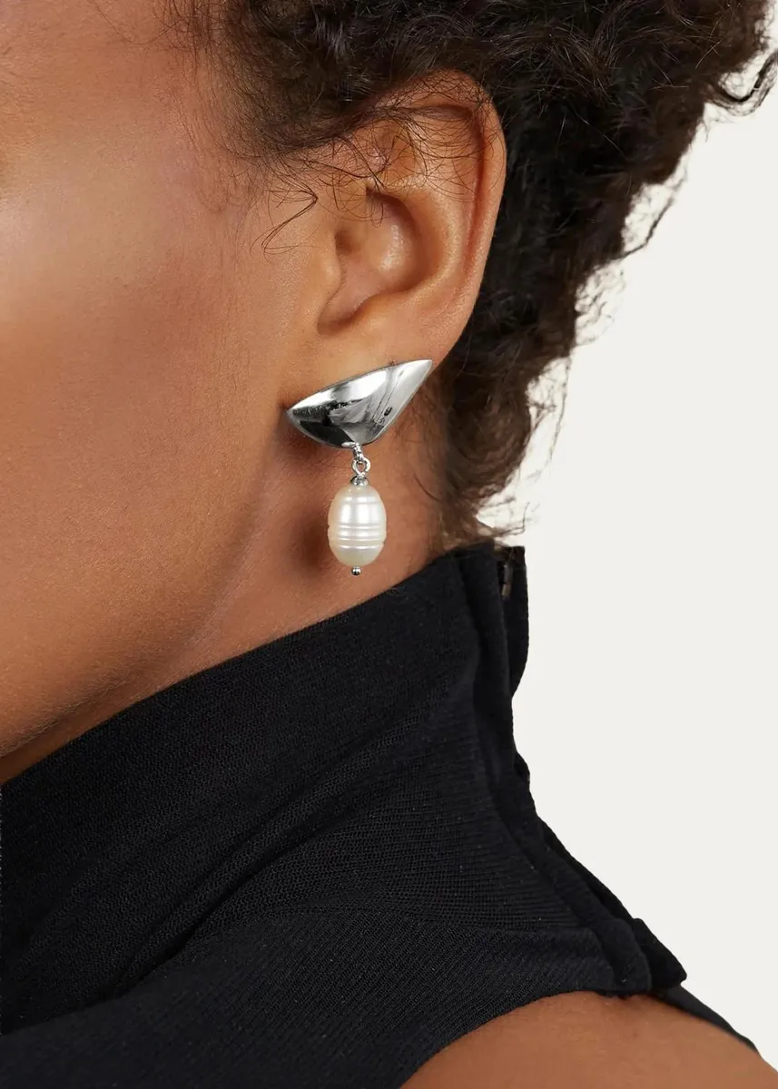 Lady Grey Lobe Pearl Drop Earrings | Thumbnail 2 Lady Grey Lobe Pearl Drop Earrings | Thumbnail 2