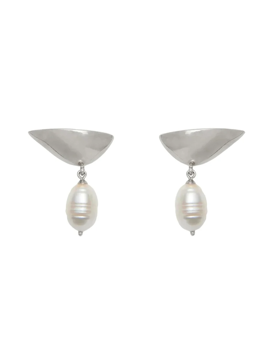 Lady Grey Lobe Pearl Drop Earrings