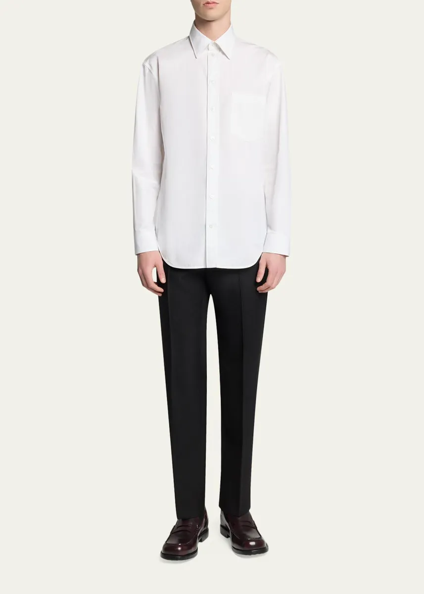 Balenciaga Men's Cotton Poplin Point-Collar Sport Shirt | Thumbnail 2 Balenciaga Men's Cotton Poplin Point-Collar Sport Shirt | Thumbnail 2