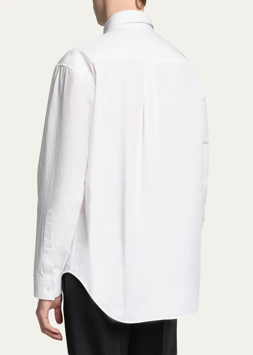 Balenciaga Men's Cotton Poplin Point-Collar Sport Shirt | Thumbnail 3 Balenciaga Men's Cotton Poplin Point-Collar Sport Shirt | Thumbnail 3
