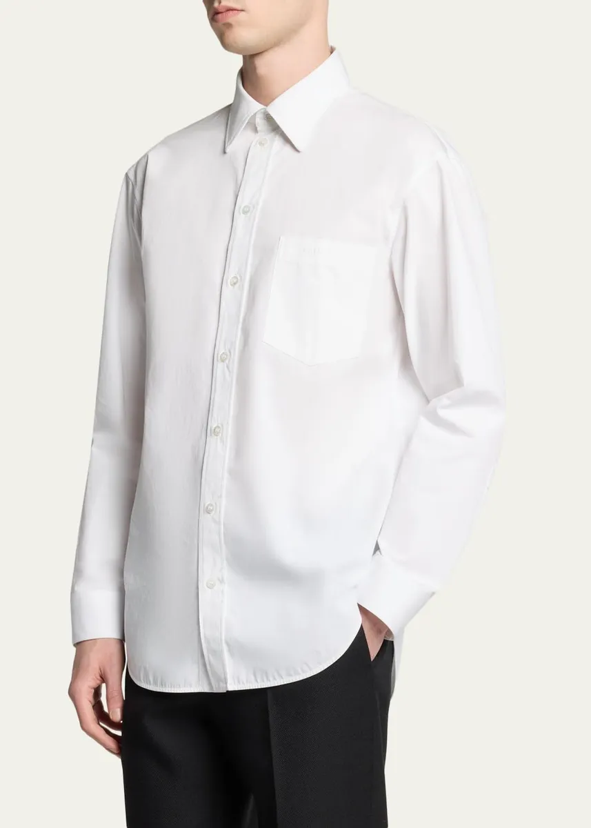 Balenciaga Men's Cotton Poplin Point-Collar Sport Shirt | Thumbnail 4 Balenciaga Men's Cotton Poplin Point-Collar Sport Shirt | Thumbnail 4
