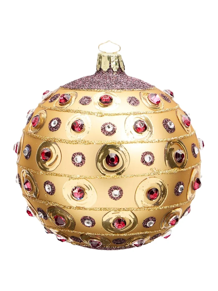Glitter-Embellished Gold Ball Christmas Ornament