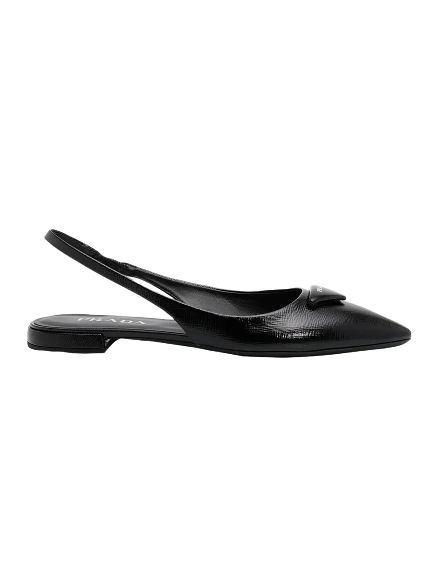 Prada Saffiano Leather Slingback Flats